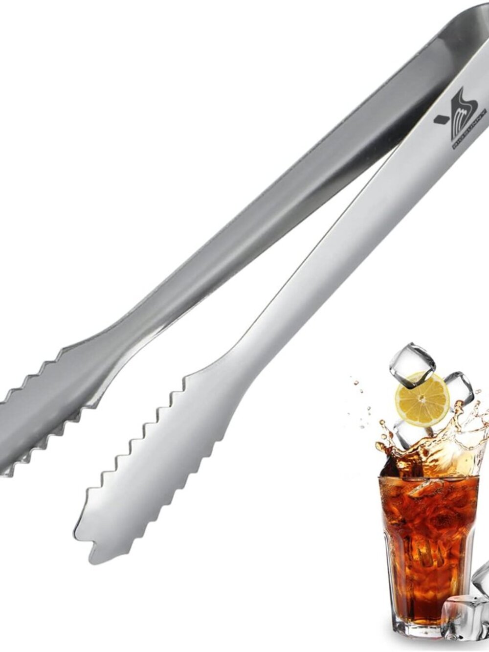 7 inches Ice Tongs for Ice Bucket, Stainless Steel Ice Tongs with Teeth, Small S